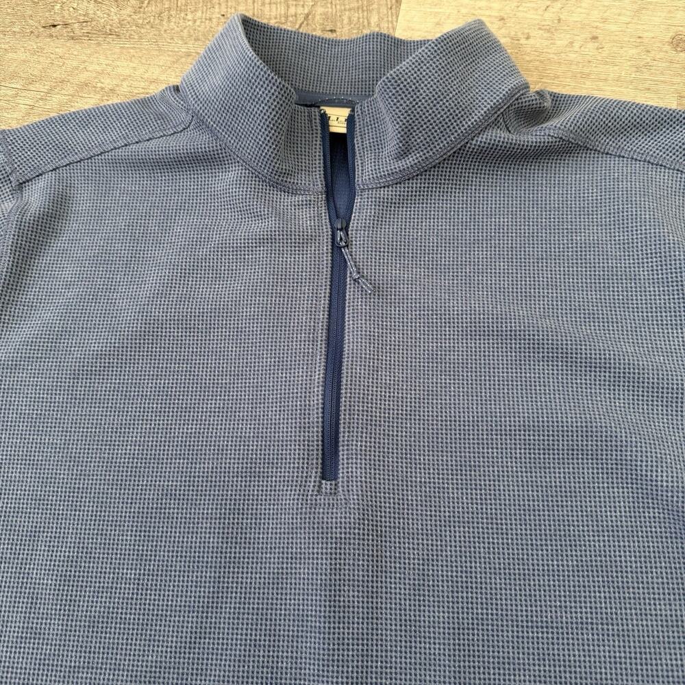 LL Bean Mountainside 1/4 Zip Micro Waffle Pullover Mens Size XL Blue 527470